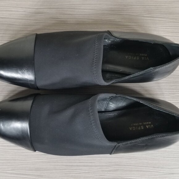 Via Spiga Tate Loafer, Black Leather & Elastic, Womens Size 7.5 US / 37.5 - Picture 10 of 12